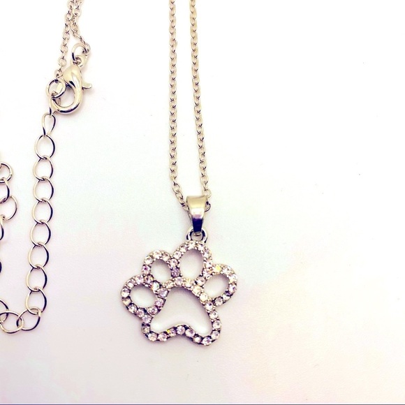 Necklace Paw Print in Rhinestones ! ADORABLE ! - Picture 6 of 15